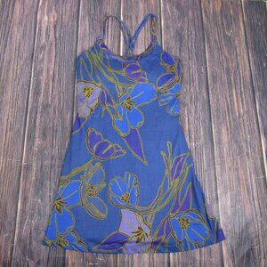Title Nine Dress Womens Medium Blue Purple Floral Crisscross Back Activewear